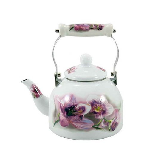 Чайник емальований 2 л Рожева орхідея 5/L