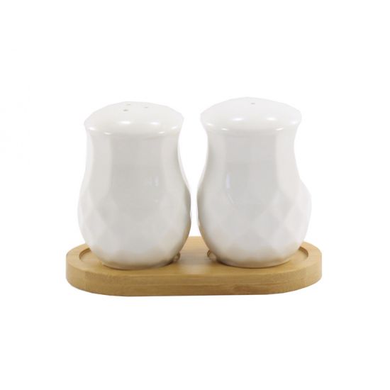 PJ02812 Солонка + перечница на дерев. подставке