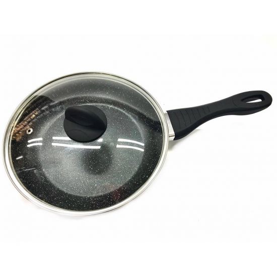 Сковорода з кришкою 24см, h-5см, мраморне покр. BN-568