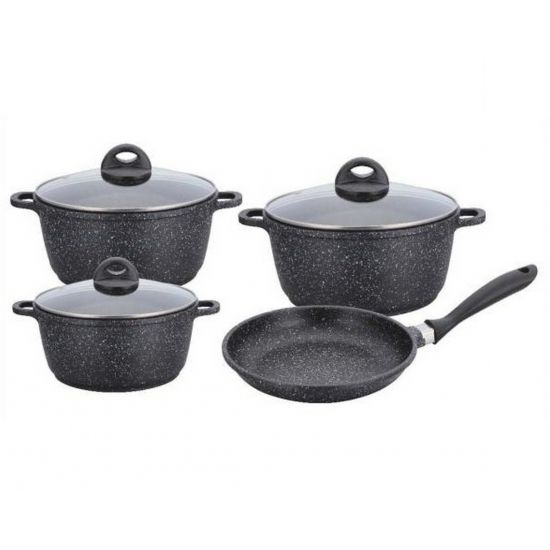 Набір каструль з кришкою 7пр мармур (2.1л, 3.2л, 4.2л+сковорода 24*4.6см) BN-313
