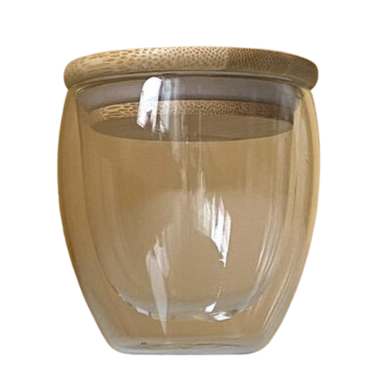 Склянка 250мл з подвійними стінками з бамбуковою кришкою CA-0001/250