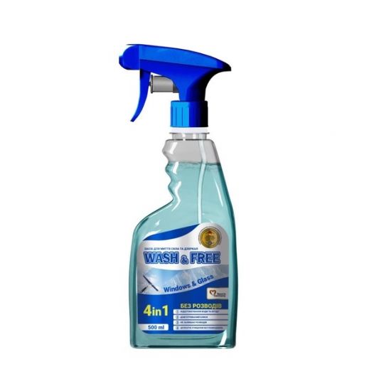 Засіб для миття Wash&Free 500мл скла та дзеркал 721273