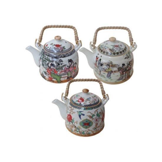 Заварник 900мл керамічний з бамбуковою ручкою МІКС EB-3362