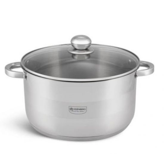 Каструля 7,0л нерж.сталь кришка скло EB-3008