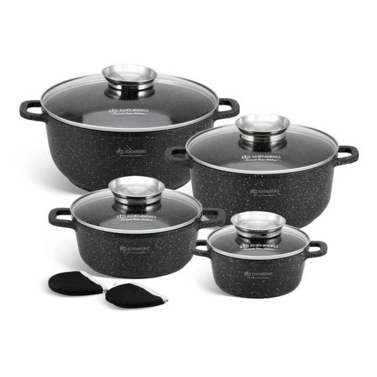 Набір посуду 10-пр. 1,3л 2,3л 4,5л 6,8л лит.алюм. марм.покриття EB-8142