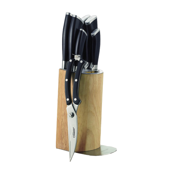 Набор ножей 8-пр. на деревянной подставке пласт.ручки MR-1422