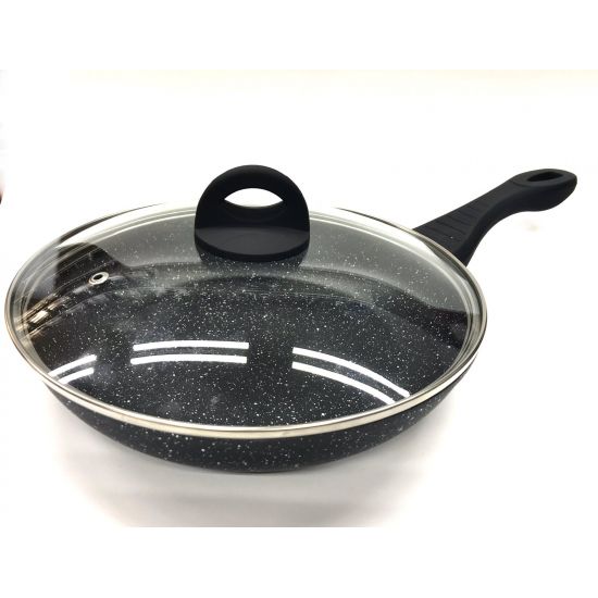 Сковорода з кришкою 26см, h-5.2см, мраморне покр. BN-569