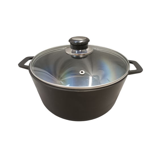 Каструля 2л з а/п покриттям з скл.кришкою Веста чорна A3202