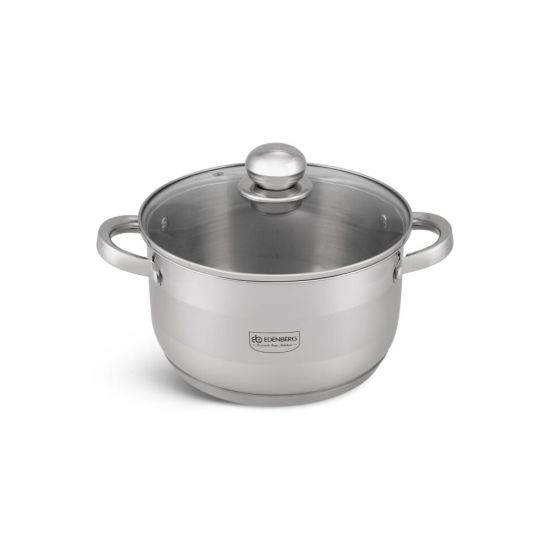 Каструля 4,0л скл.кришка нерж.сталь EB-3006