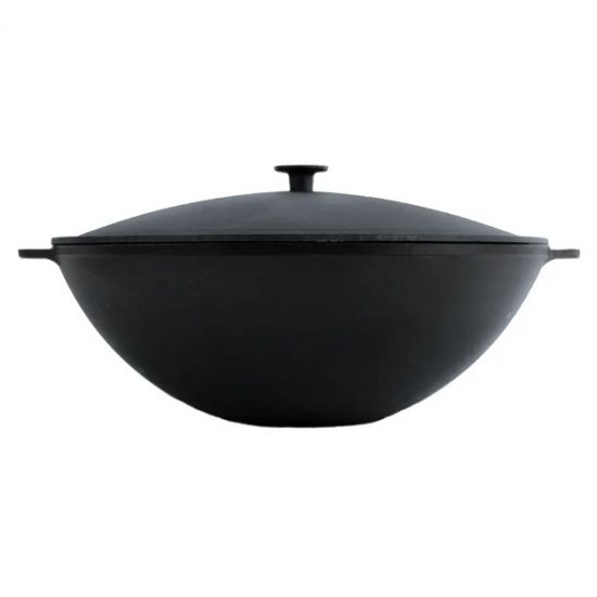 Сковорідка чавунна WOK 4,7л 300*103мм чавун.кришка Brizoll W30-1