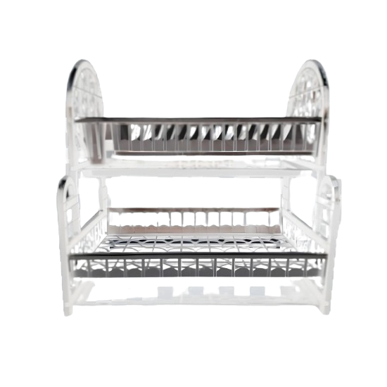 Сушарка для посуду 2-х рівнена XL біло-сірий 1121 03