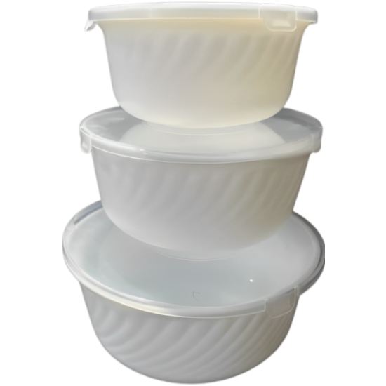 WHITE SALAD HMW-3T набор 3-пр салатников (14*16*19) с крышкой стеклокерамика