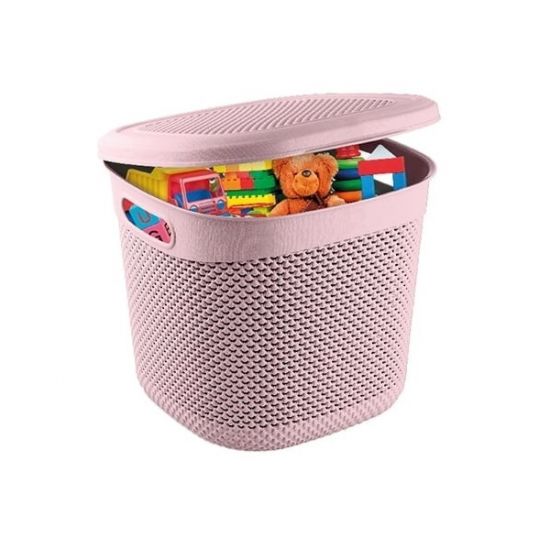 Кошик з кришкою 15л 32*30,5*28см Drop Design пудра M-166