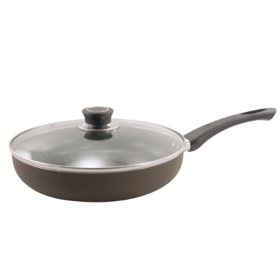 PN-24 C Сковорідка 24см антипр.покриття скл.кришка NON STICK Шоколад