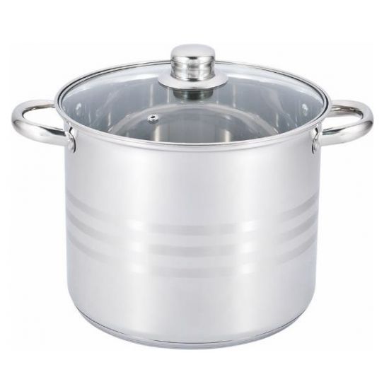 Кастрюля 5,2л нерж.сталь скл.крышка EB-542