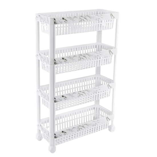 Полиця універсальна на колесах вузька Білий Мармур OZER-D-098