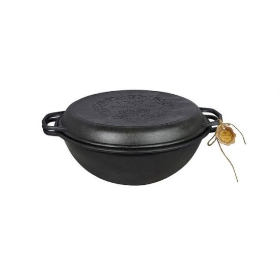 Казан татарський 12л чавунний кришка-сковорідка V12CP
