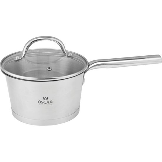 Ковш 16см нерж.сталь стеклянная крышка Oscar Delight OSR-4005-16