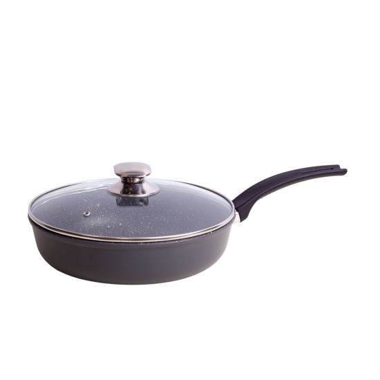 Сковородка 26см с а/п покрытием с стекл.крышкой Веста-Light черная AD40263