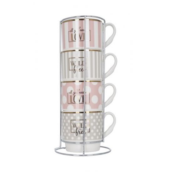 Набор чашек 4*345мл на подставке Glam B248-T2005