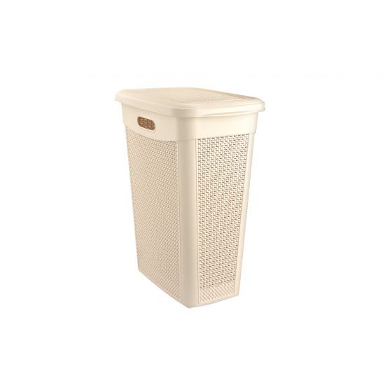 Корзина с крышкой 43л 46*29*55см Slim Drop Design кремовая M-174