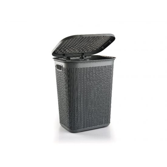 Кошик з кришкою 50л 43*34*55см В'язка сірий M-079