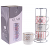 Набор чашек 4*345мл на подставке Glam B248-T2005