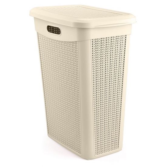 Кошик з кришкою 43л 46*29*55см Slim В'язка кремовий M-175