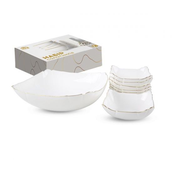 Набір салатників 7шт (1,5л 6*200мл) Золотий кант 30098-05