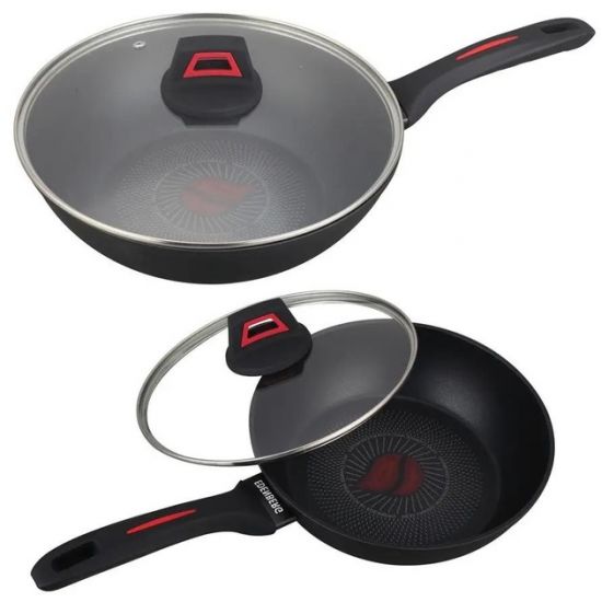 Сковорідка глибока 26см антипр.покриття скл.кришка термоіндикатор EB-13087