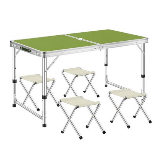 Стіл розкладній 120*60см зі стільцями 4шт зелений TS-05