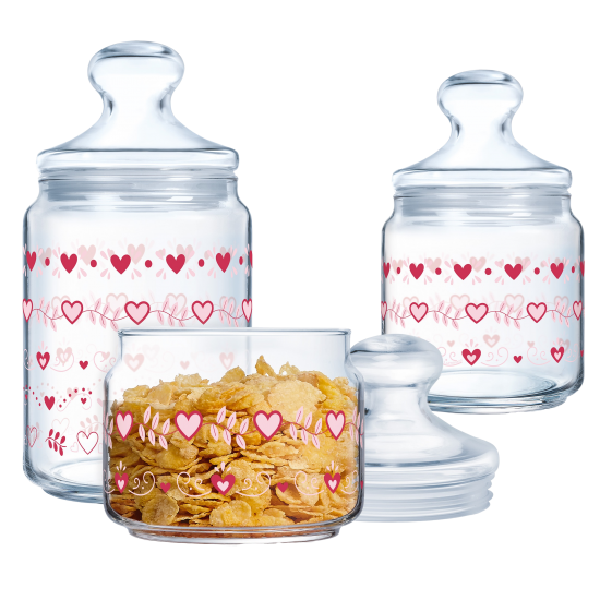 Набір банок Luminarc Club Love Basket, 3х0.5, 0.75, 1 л X1078