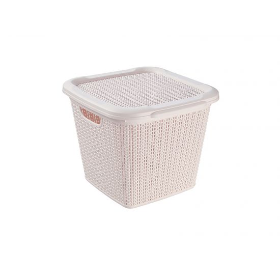 Кошик з кришкою 15л 30*30*27,5см В'язка слонова кістка M-071