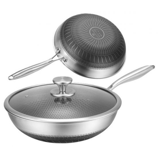 Сковорідка WOK 30см антипр.покриття скл.кришка нерж.сталь EB-13067