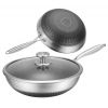 Сковорідка WOK 30см антипр.покриття скл.кришка нерж.сталь EB-13067