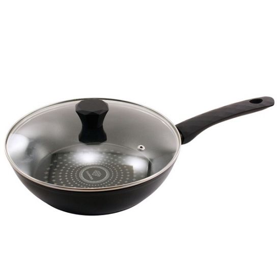 QD-DD328-L Сковорода глубокая 28см антипр.покрытие стк.крышка Diamond