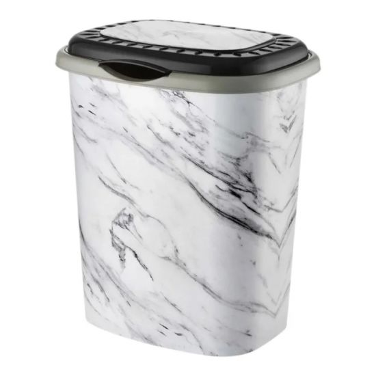 Кошик з кришкою 41л Мармур білий OZER-D-0012