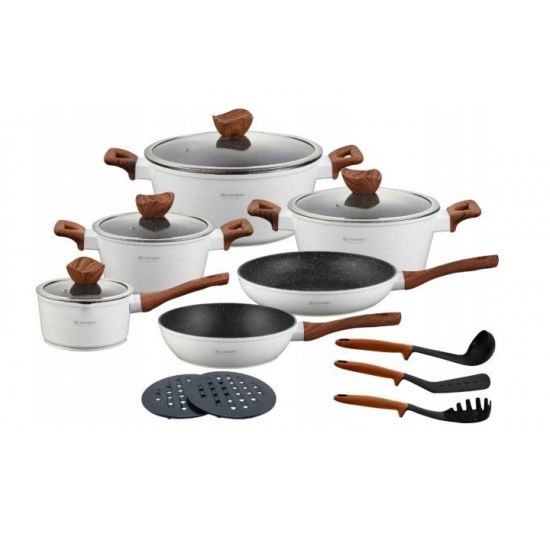 Набор посуды 15-пр. антипр.покрытие мрамор EB-5622