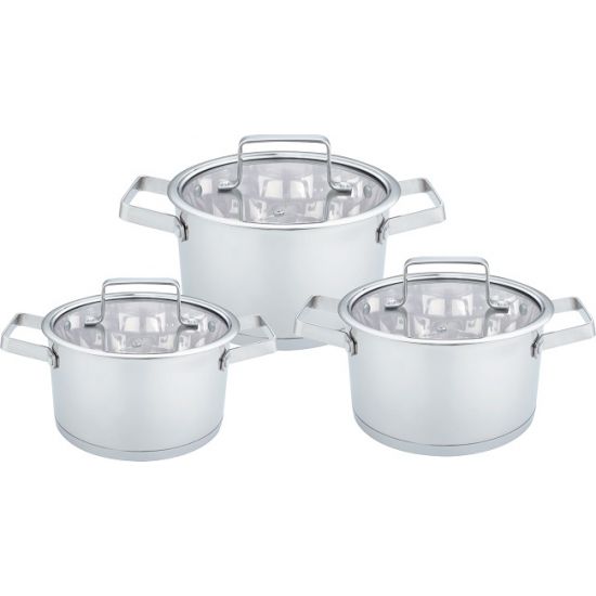 Набор кастрюль 6-пр. (1,9л 2,6л 3,6л) нерж.сталь BN-684