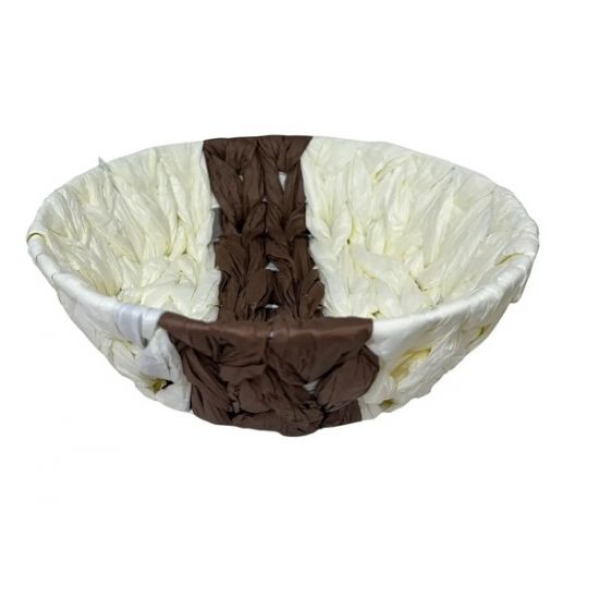 Корзина для фруктов 25*7,5см круглая белая/коричневая Helios 7356
