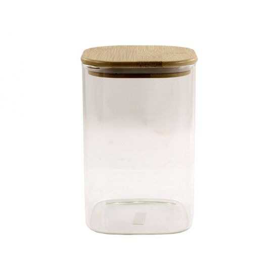 BS1018 Емкость для сыпучих стеклянная 10*18см бамбук крышка