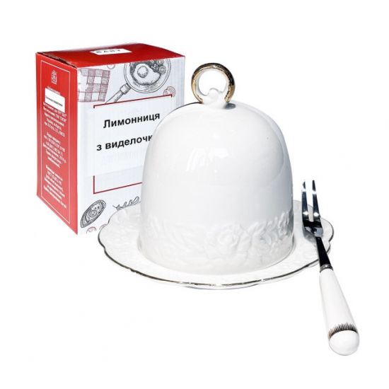 Белая ночь Лимонница с вилкой 12*12,5см 9909/1
