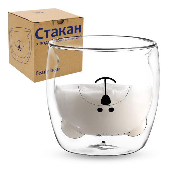 Чашка 300 мл двойное стекло Teady bear 202-40