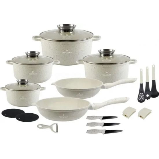 Набор посуды 21-пр. антипр.покрытие мрамор EB-8185