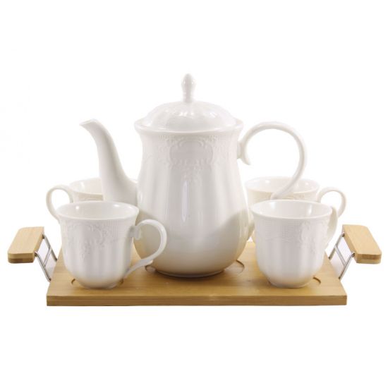 PJ03157 Набір 5-пр на дерев. підставці (заварник 900мл чашка 4*170мл)