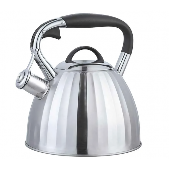 ZB-19/3 Чайник 3,0л с свистком нерж.сталь черная ручка