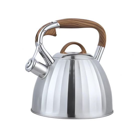 ZB-20/3 Чайник 3,0л с свистком нерж.сталь коричневая ручка