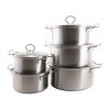 B-020S Набор кастрюль 5-пр. 1,3/1,8/2,3/3,2/4,6л нерж.сталь скл.крышка кол. кор.