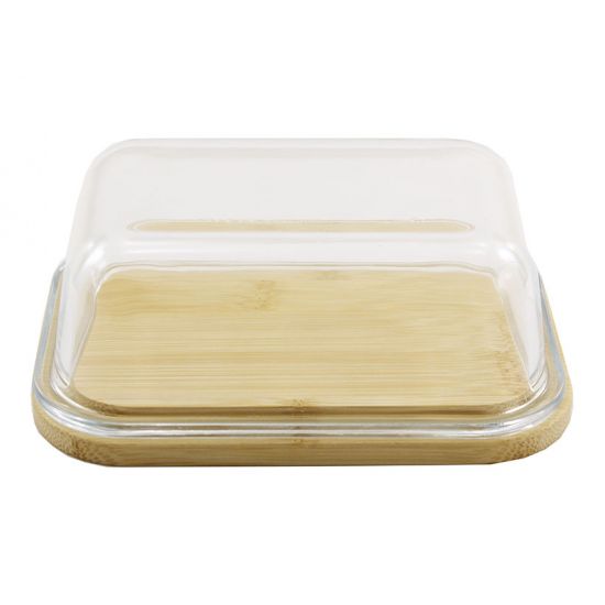 LB400 Масленка стеклянная 400мл бамбук подставка