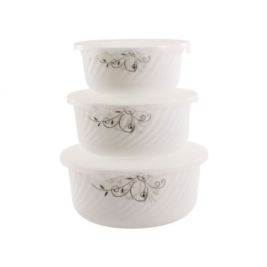 Tracery Набор салатников 3-пр. 14*16*19см с крышкой стеклокерамика Кружево O3020/3